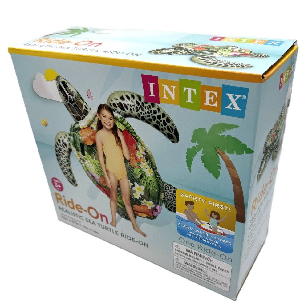 Intex Ride-On Realistic Sea Turtle Multicolored Vinyl Inflatable Pool Float NEW